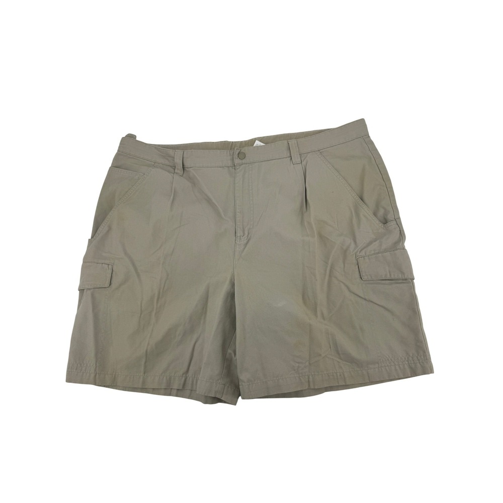 Columbia Cargo Shorts Mens 44 Tan Khaki Pleated Cotton Canvas 8 Inseam Utility